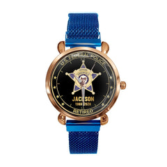 Customised American Police Badge Themed Watches - Police Commemorative Watch with Personalised Badge,Department,Time and Text - A Gift For Police,Family,Friend