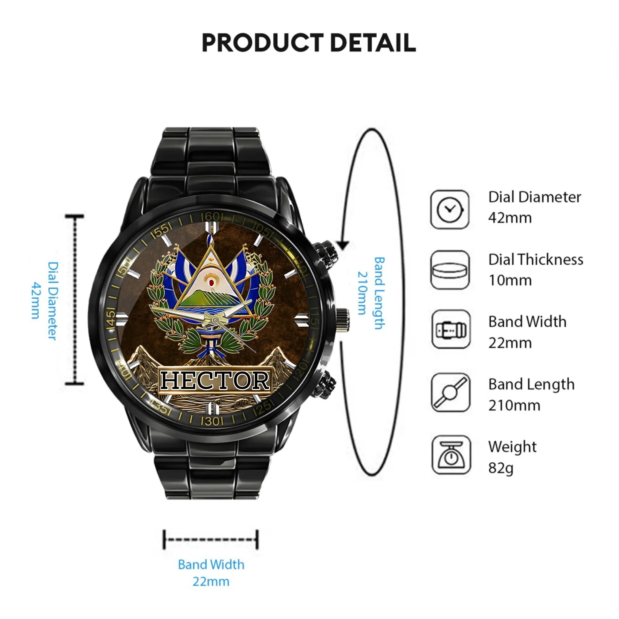 Proud El Salvador Customized Watch – Personalized Name - Gift For Expats, Friends