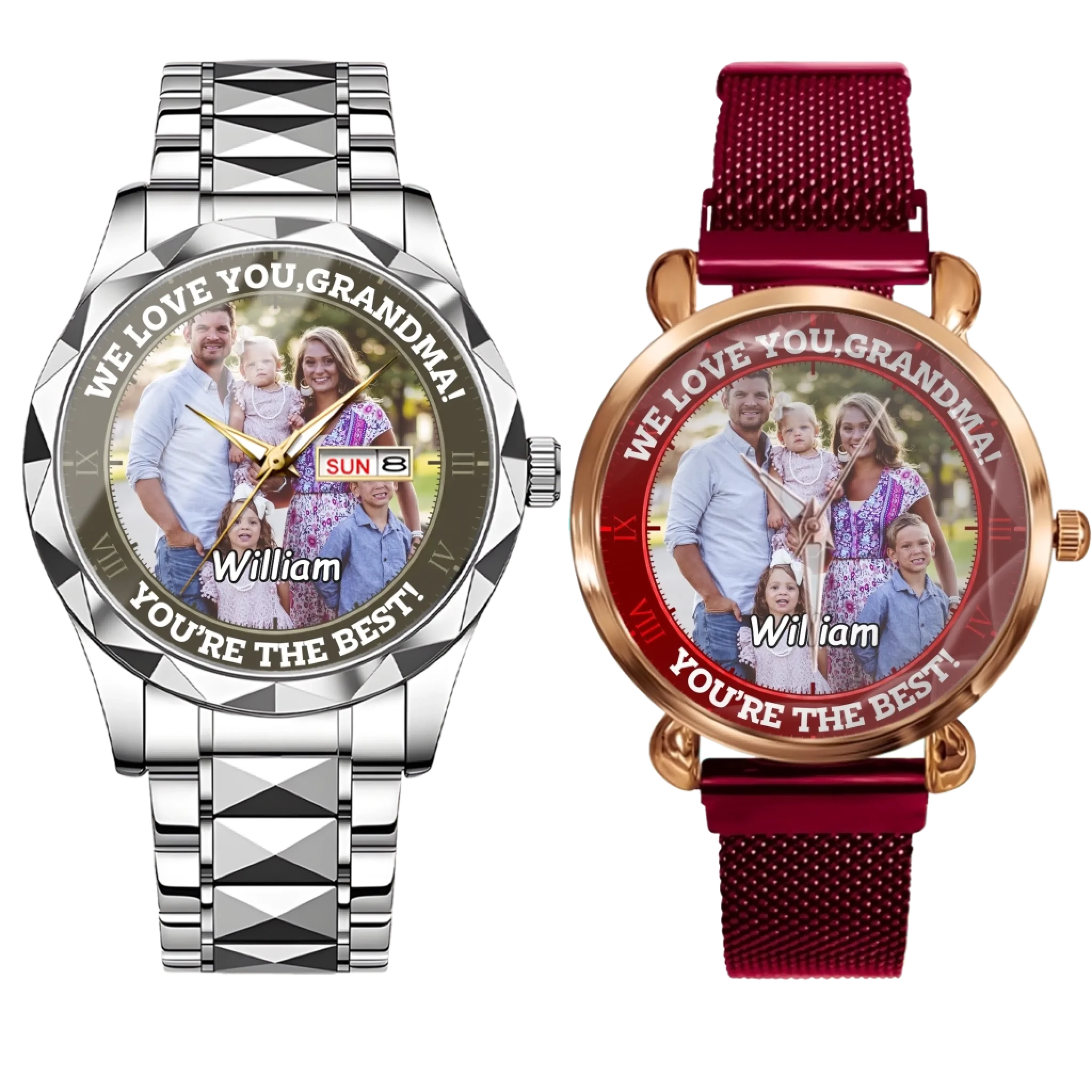 Custom Family Keepsake Watch – Personalized Photo Dial Timepiece