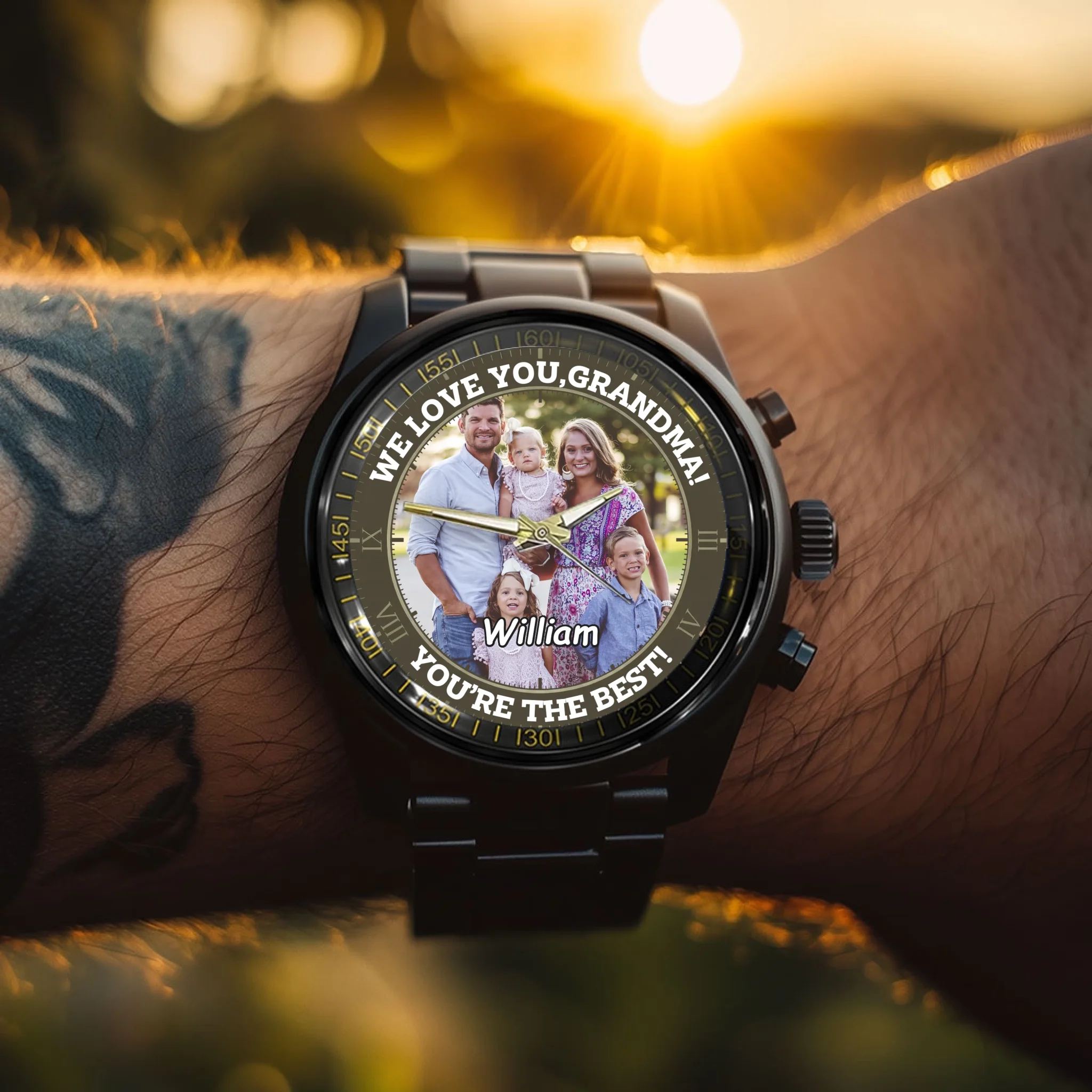 Custom Family Keepsake Watch – Personalized Photo Dial Timepiece