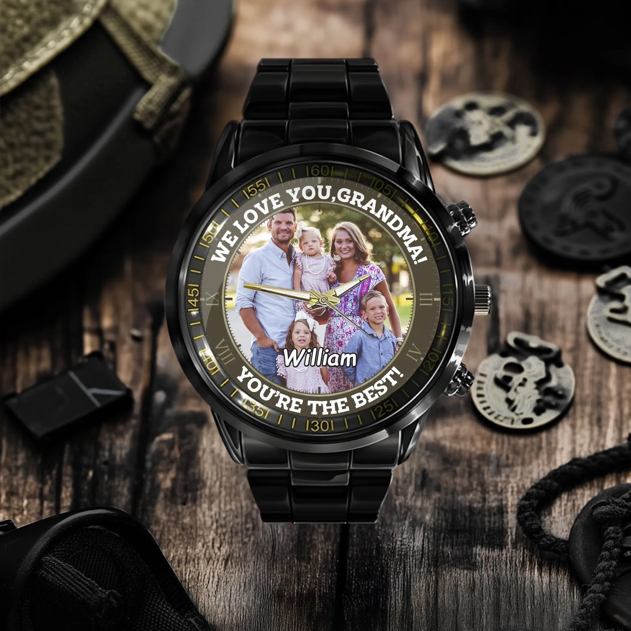 Custom Family Keepsake Watch – Personalized Photo Dial Timepiece