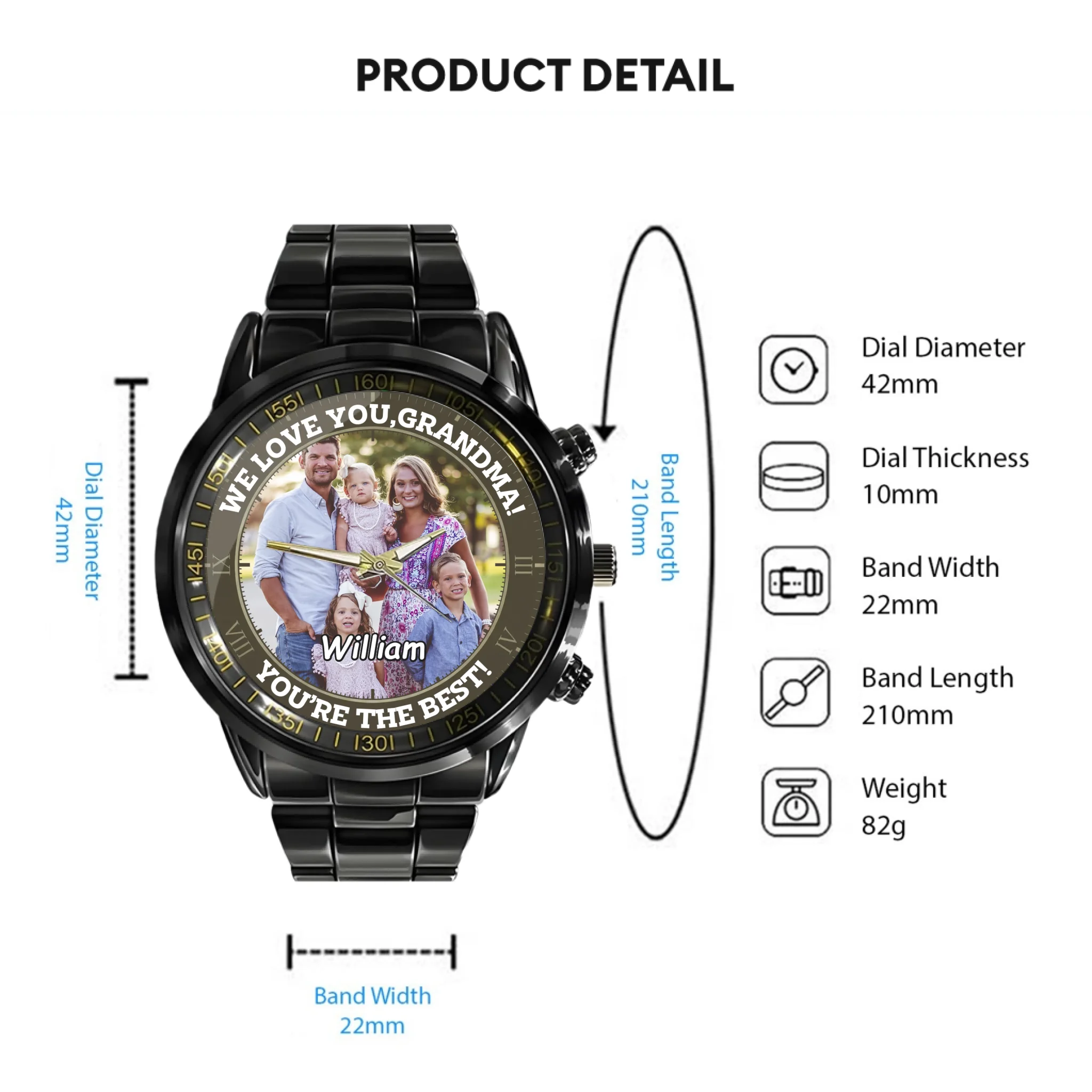 Custom Family Keepsake Watch – Personalized Photo Dial Timepiece