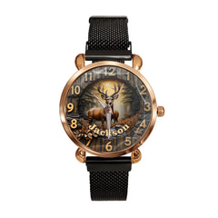 Customized  Forest Deer Printed Dial Plate - Personalize Name Watch