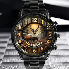 Customized  Forest Deer Printed Dial Plate - Personalize Name Watch